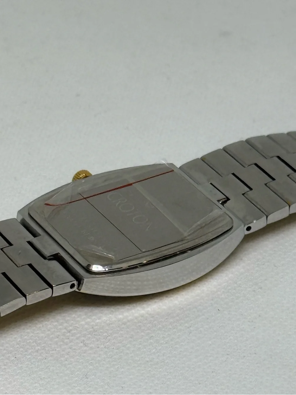 Croton Two-Tone Gold and Silver Rectangular Mother-of-Pearl CZ Diamonds Watch